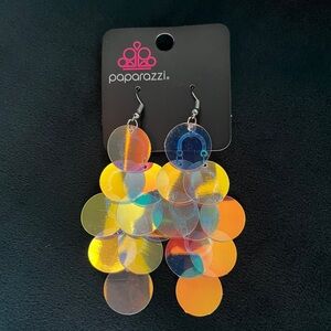 Fish hook. Iridescent chandelier earrings.